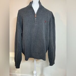 Polo Ralph Lauren Black Full Zip Sweater Red Pony Logo Pockets Size‎ XL